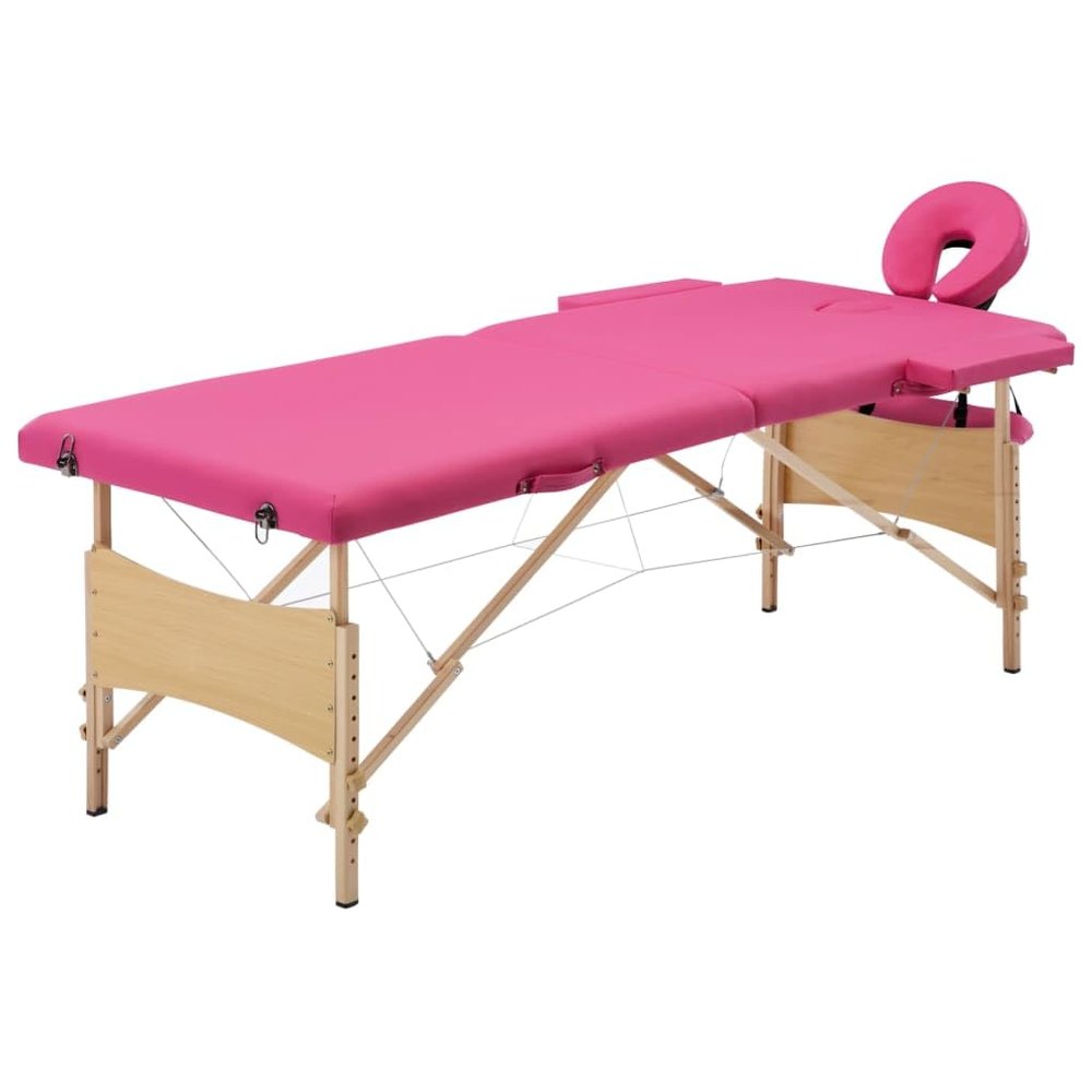 CUMYZO Portable Massage Table Pink - 2 Zones Folding Therapy Bed with Faux Leather, Arm Supports and Adjustable Height,110185,Pink