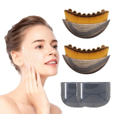 2-Piece Set of Lymphatic Drainage Massager, Facial Contour Brush, Facial Dry Brush, Double Chin Reducer for Shaping, deswelling, detoxification and Lifting, improving Skin Radiance and Absorption.