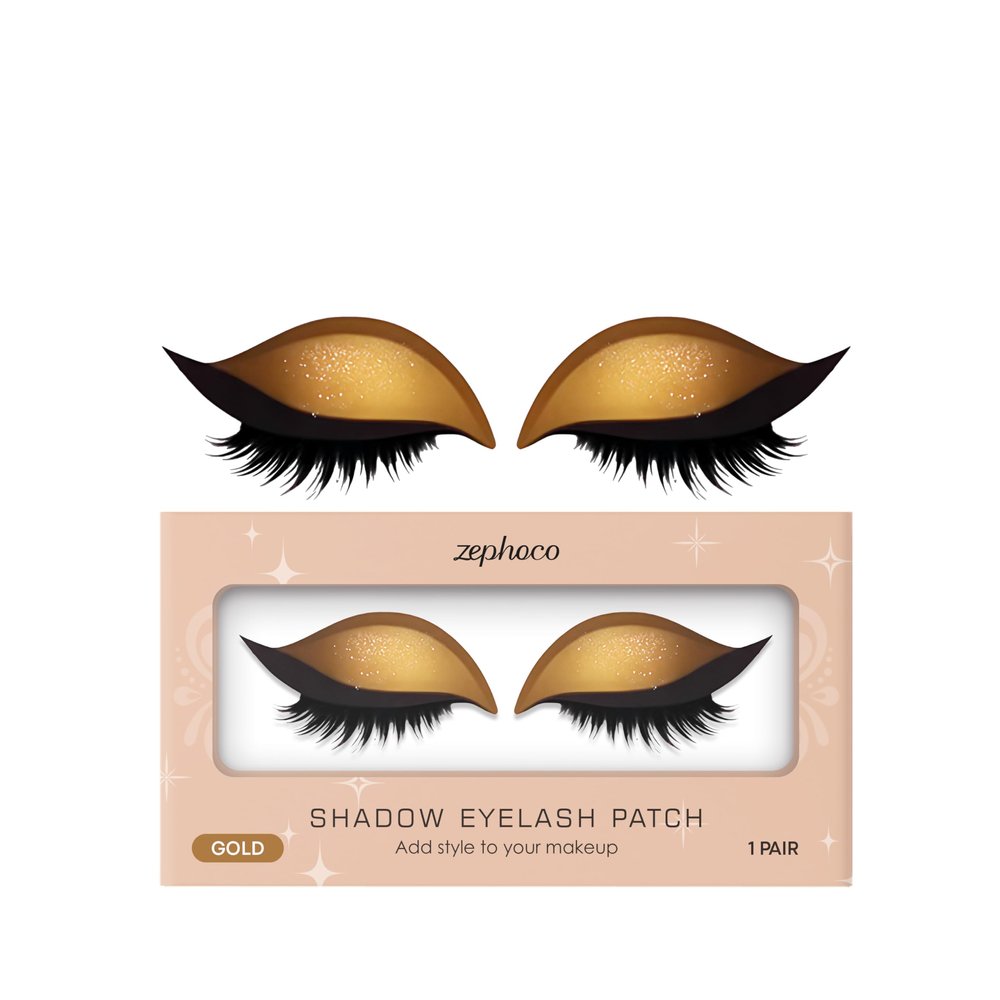 Lazy Eye Makeup Stickers for Effortless Eye Shadow & Eyelash Application Reusable, Portable, and Easy-to-Use for Beginners (Gold)