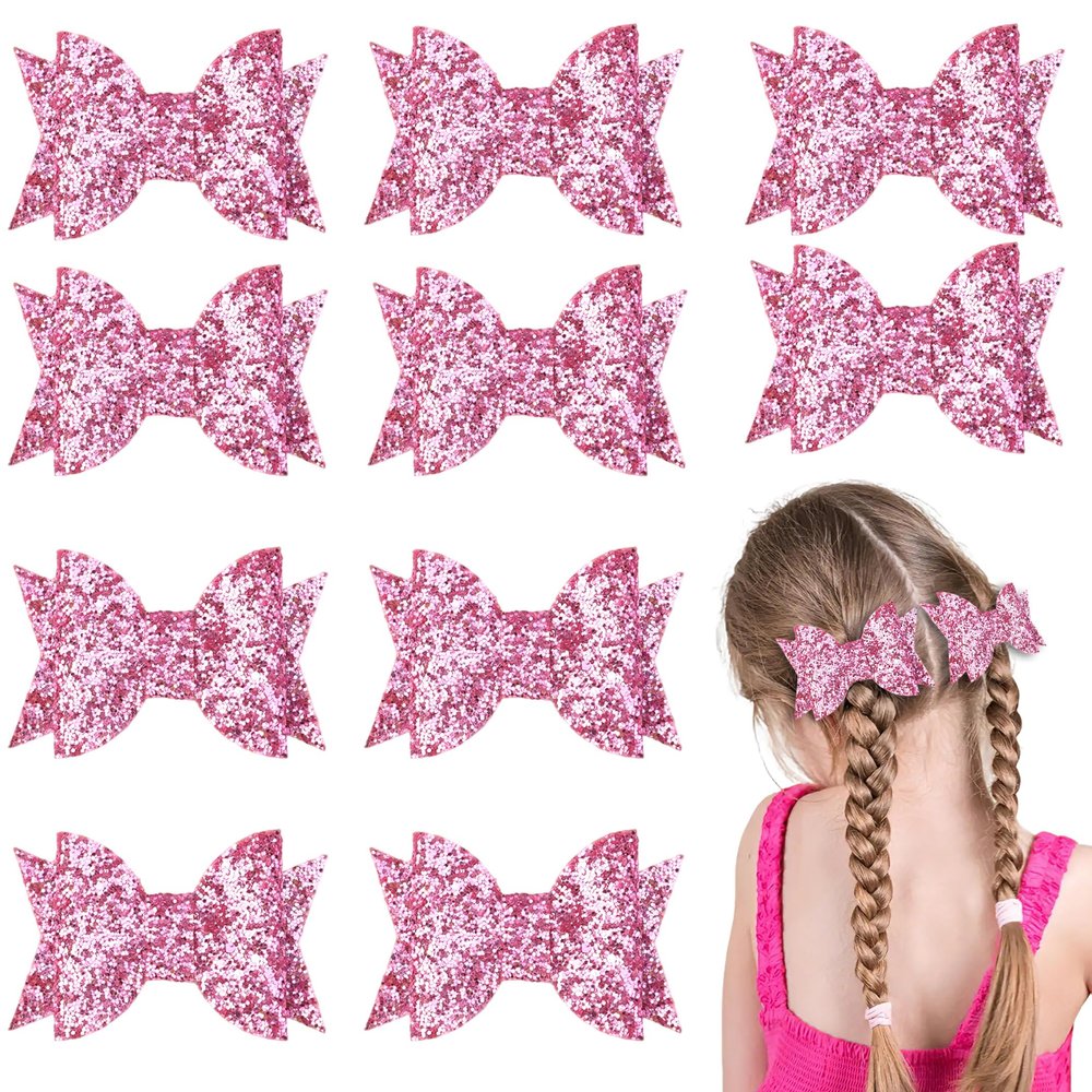 10pcs Glitter Hair Bows Alligator Clips Sequins Hair Clips Hair Barrettes Hair Accessories for Kids Girls Teens Toddlers