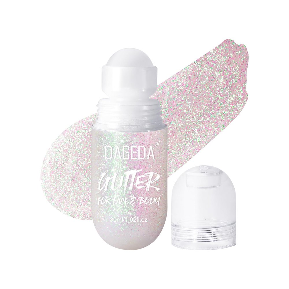 DAGEDA Body Glitter Gel, Roll-on Face Glitter for Mermaid Makeup Festival Rave Accessories, Holographic Hair Glitter Gel,Body Shimmer Halloween Makeup for Rave Party (Neon)