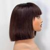 #2 Color Bob Double Drawn Bone Straight Human Hair Wigs With Bangs 13x4 HD Lace Front Human Hair Pre Plucked Remy Hair 150% Density 8Inch(12 Inch) view 2