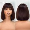 #2 Color Bob Double Drawn Bone Straight Human Hair Wigs With Bangs 13x4 HD Lace Front Human Hair Pre Plucked Remy Hair 150% Density 8Inch(12 Inch) view 3