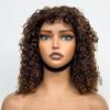 180% Density Bob Pixie Curly Human Hair Wig With Bangs 100% Human Hair Wig for Black Women 13x4 HD Transparent Lace Front Wig Pre Plucked Glueless Natural Hairline Wig 10Inch(#4/27 Color Wig,8 Inch) view 2