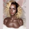 1B 613 Honey Blonde Color HD Transparent Lace Front Wig Short Pixie Bob Cut Water Wave 13X4 Lace Front Human Hair Wigs For Women Virgin Hair Pre Plucked 150% Density 8Inch(13X4 lace front wig,8 Inch) view 3