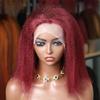 Dyale Kinky Straight 99J Burgundy Bob Wig Human Hair 13x4 HD Transparent Lace Front Wig Pre Plucked Short Bob Remy Hair 150% Density Natural Hairline Bleached Knots 10inch(10 Inch) view 2