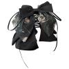 Elegant Hair Bow Clip, Black and Silver Floral Pattern, Large Decorative Barrette for Women view 1