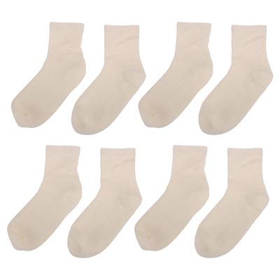 Brrnoo Gel Sports Socks for Women Moisturizing Gel Lined Socks for Dry, Cracked Feet, Foot Care Socks, Soft & Stretchy Mid Calf Socks, 4 Pairs Set (Beige)