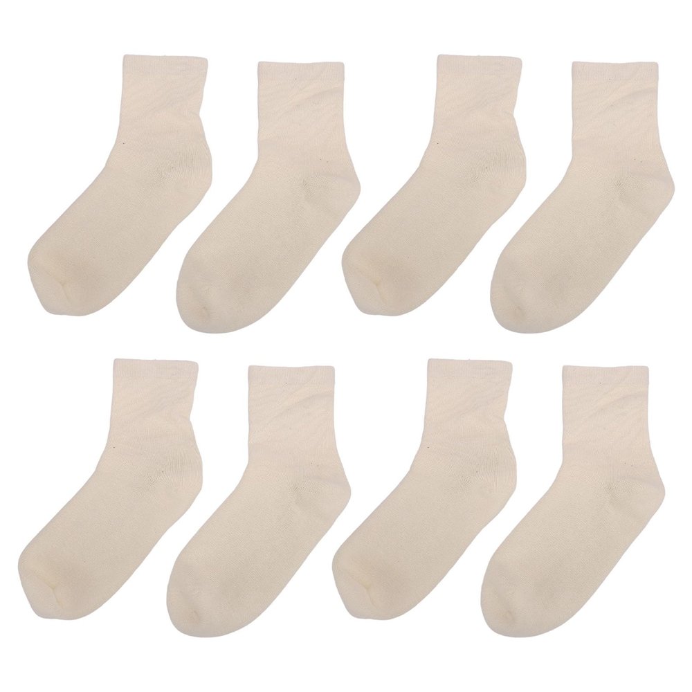Brrnoo Gel Sports Socks for Women Moisturizing Gel Lined Socks for Dry, Cracked Feet, Foot Care Socks, Soft & Stretchy Mid Calf Socks, 4 Pairs Set (Beige)