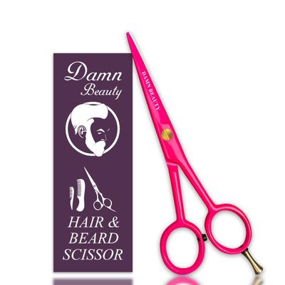 Professional hair and Beard scissor - German Scissors Use for Facial Hair, Trimming, Grooming, Cutting, and Styling of Beard and Mustache 5.5 inch (Pink)