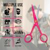 Professional hair and Beard scissor - German Scissors Use for Facial Hair, Trimming, Grooming, Cutting, and Styling of Beard and Mustache 5.5 inch (Pink) view 4