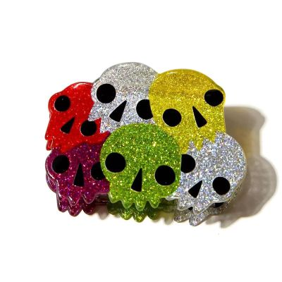 Pile of Skulls Claw Clips,Skulls Shape Hair Claw Clips,Acetate Hair Clips,Halloween Claw Clips,Skull Hair Jaw Clips,Small Hair Barrettes for Women (Pile of Skulls)