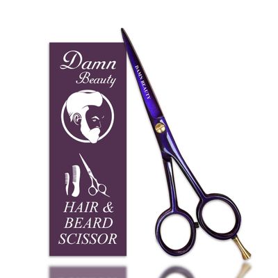 Professional hair and Beard scissor - German Scissor Use for Facial Hair, Trimming, Grooming, Cutting, and Styling of Mustache 5.5 inch (Purple)
