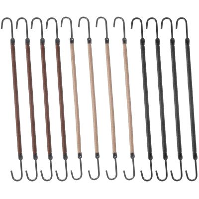 12 Pcs Bungee Hair Ties, Elastic Small Ponytail Holders, Cord Hair Ties with Hooks, Styling Elastic Rubber Bands Holder for Women Girls Curly Long Hair (Black, Coffee and Apricot)