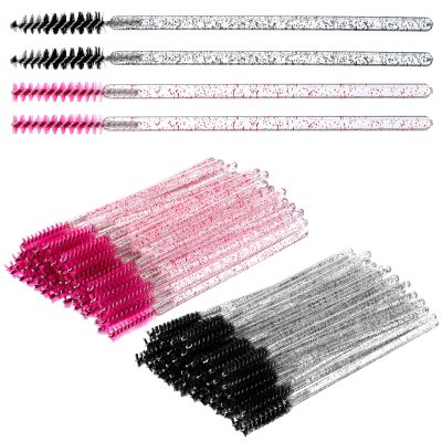 100PCS Spoolies for Eyelash Extensions, Disposable Mascara Wands, Adjustable Eyebrow Spoolie, for Lengthening Eyelashes And Grooming Eyebrows(Black Pink)