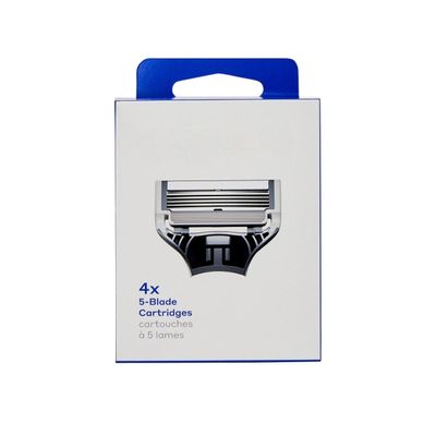 Men' s Razor Blade Refills, Sharper 5-Blade For Close and Comfortable Shaves, Count of 4