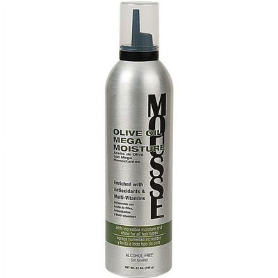 Olive Oil Mega Moisture Hair Styling Mousse, Moisturizing, Pump and Chemically Treated, 12oz 1 Count