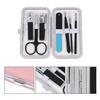 Healvian 7Pcs Professional Manicure Set Resistant Nail Clippers Eyebrow Tweezers Scissors Ear Pick for Hand Face Foot Care with PU Leather Travel Case view 3