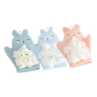 PartyKindom 3pcs Exfoliating Bath Mitts Double-sided Scrub Wash Gloves for Shower Softening Rough Skin Unclogging Pores Lightweight PE Body Scrub Cloths for All Skin Types