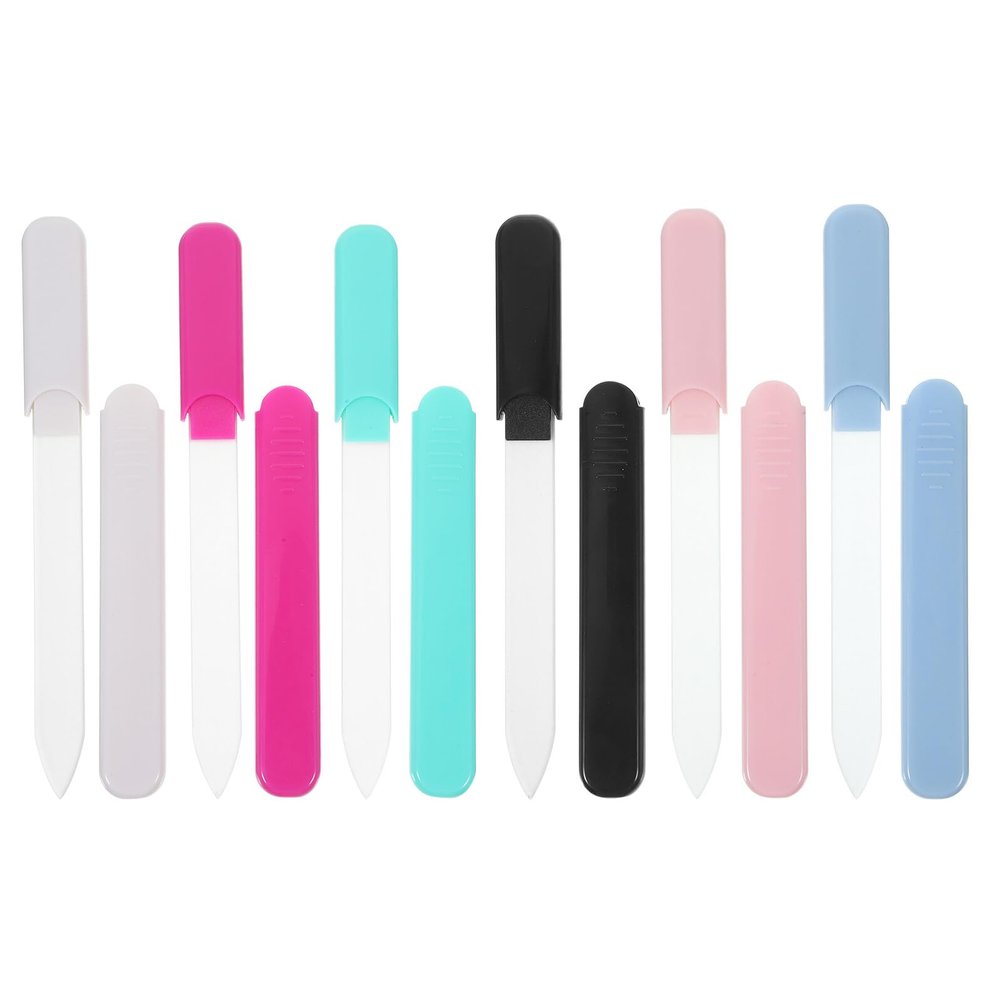 VALICLUD 6pcs Glass Nail Files Fine Surface Portable Manicure Buffing Tools for Natural Nails