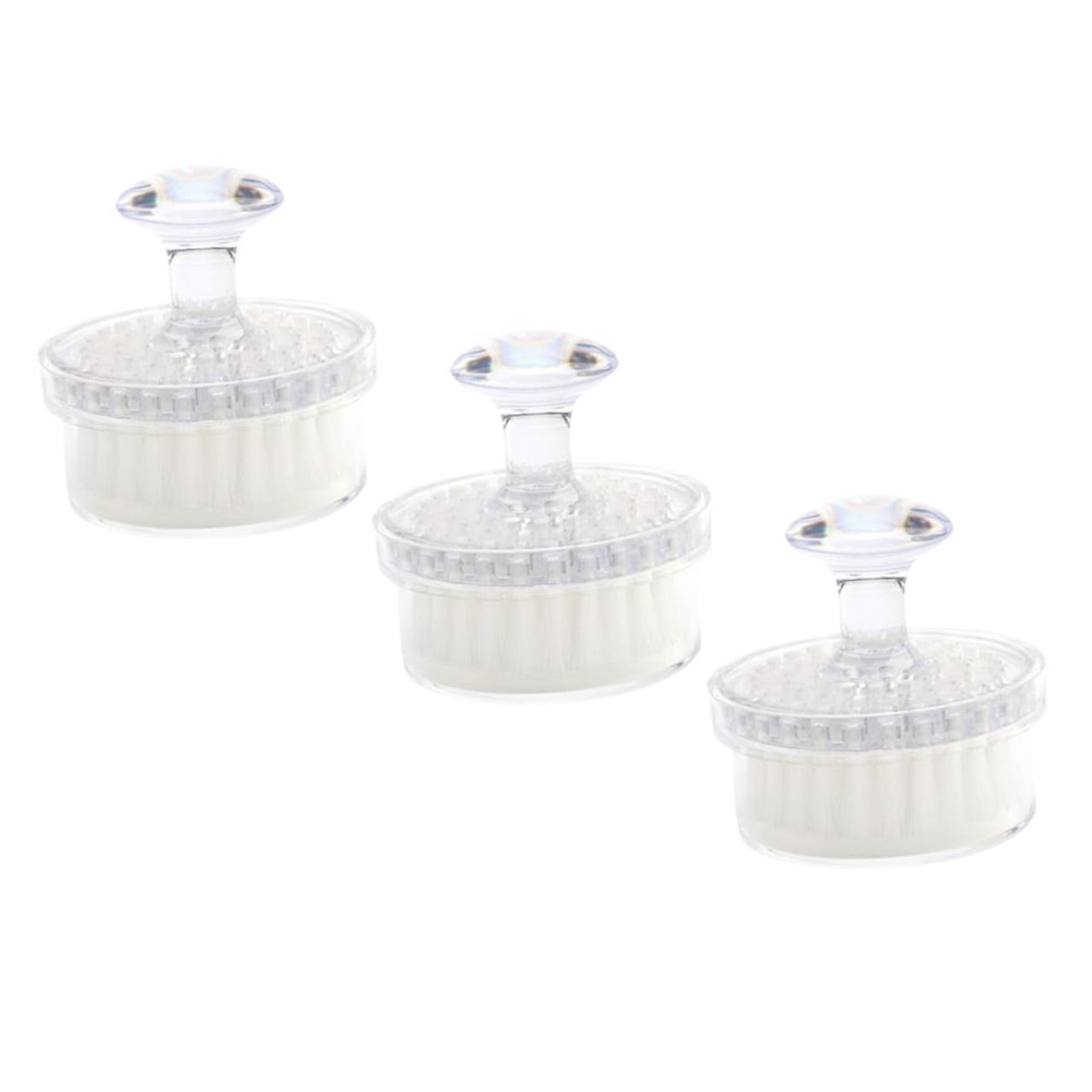 DECHOUS 3pcs Manual Facial Cleansing Brush with Soft Bristles and Protective Cover Multi-Function Skin Exfoliator for Deep Cleaning at Home and Travel White Handheld Face Cleaner