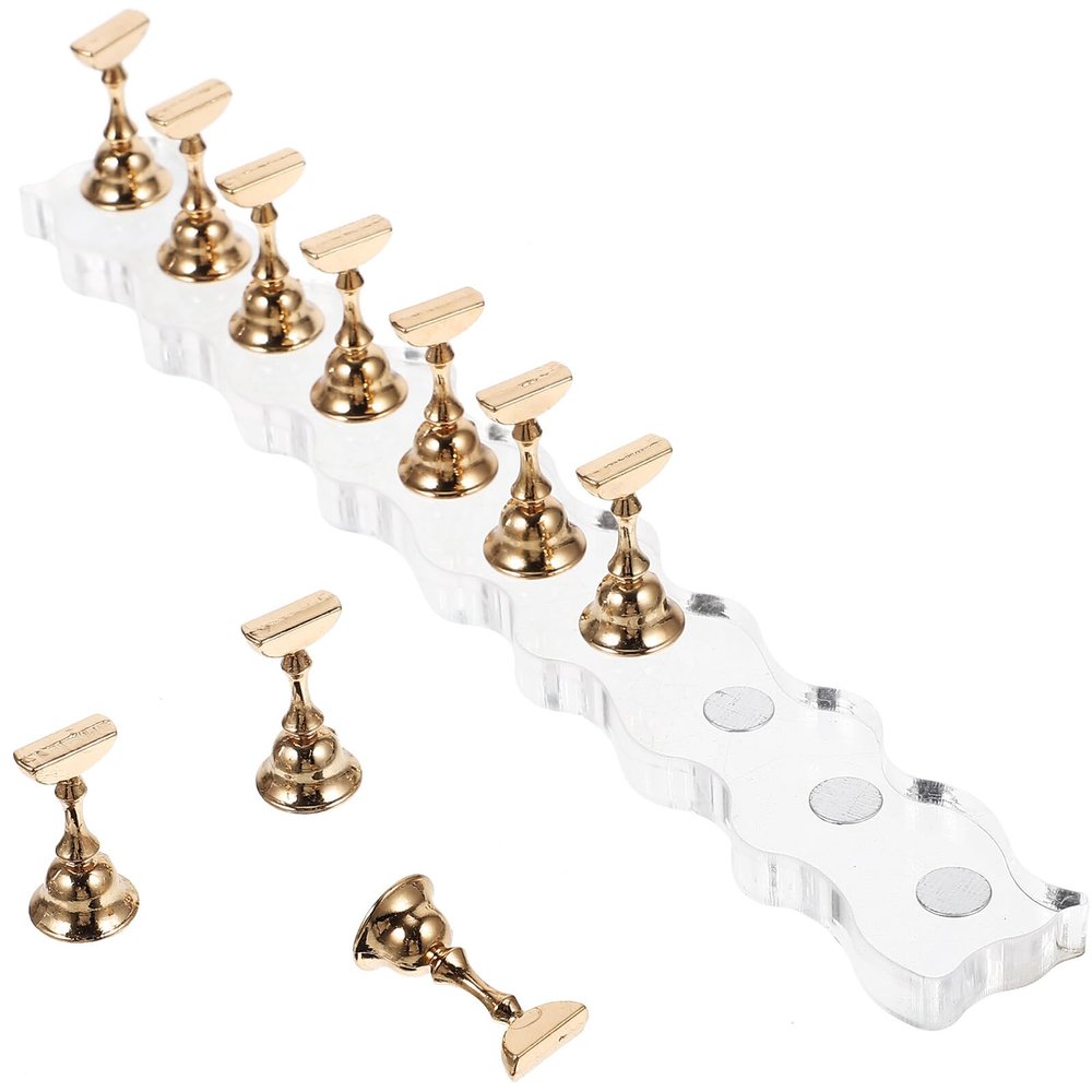 NOLITOY Extended Metal Nail Display Stand for Manicure Nail Art Practice with Curved Base and DIY Beauty Enthusiasts