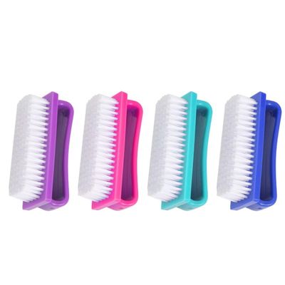 Unomor 4Pcs Nail Brush Fingernail Brush for Cleaning Dust and Stains Manicure with Fine Bristles Comfortable Handle Portable Nail Cleaning Tool for Hands and Feet
