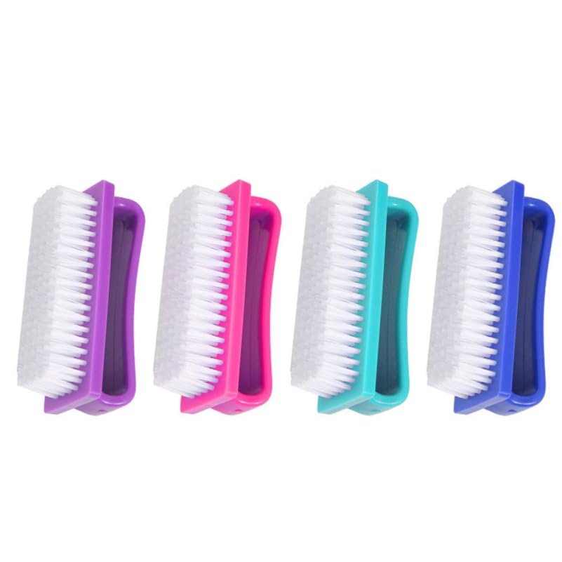 Unomor 4Pcs Nail Brush Fingernail Brush for Cleaning Dust and Stains Manicure with Fine Bristles Comfortable Handle Portable Nail Cleaning Tool for Hands and Feet