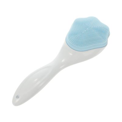 DEARMAMY Long Handle Silicone Facial Cleansing Brush for Women Gentle Exfoliating Face Care Tool with Cozy Soft Bristles Deep Cleaning Portable Blue Paw Design for Sensitive Skin