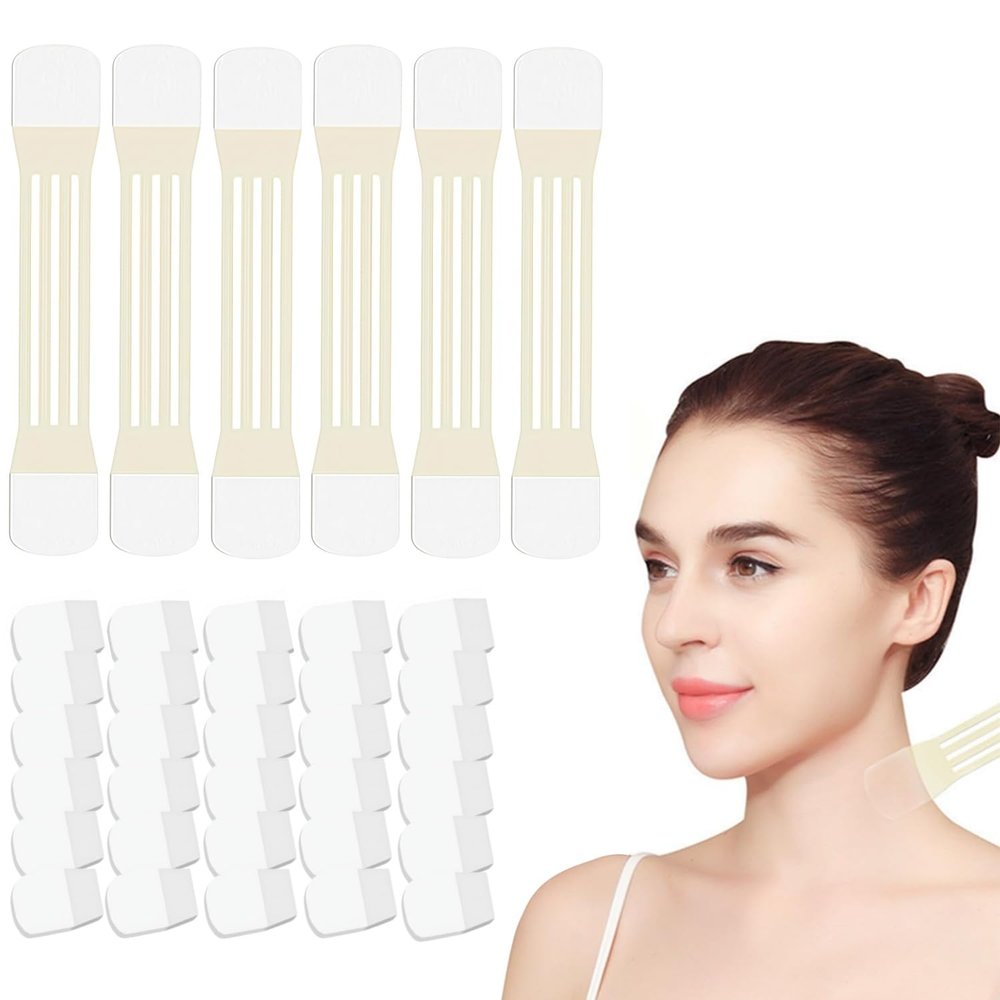 FHH Neck Lift Tape30PCS Instant Neck and Face Lift for Women, Lifting Saggy Skin, Suitable for All Skin Types(6pcs Bands, 30pcs Patches)