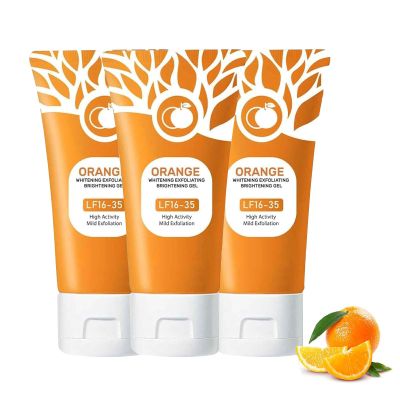 Orange Exfoliating Gel, Gentle Daily Facial Scrub with Moisturizing Formula, Deep Cleansing Facial Exfoliator with Vitamin C, Skin Peeling Gel Cleanser, Suitable for All Skin Types (3pcs)