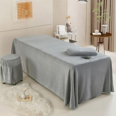 LDLCYCN Grey,80 * 190cm, Massage Bed Sheet Massage Table Cover Breathable Spa Bed Skirt with Face Hole 360 Full Wrap Soft Beauty Mattress Cover Spa Bed Cover for Salon Massage Spa Therapist