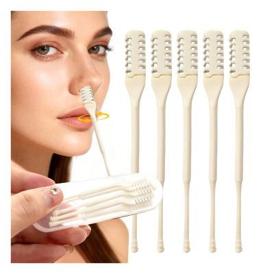 5 Pcs Nasal Hair Cutter, 360 Nostril Hair Remover Tool 2-in-1 Nasal Hair Cutter 2025 Upgraded Double Sided Nose Hair Knife Trimmer Soft Cleaning Brush Manual Hair Remover for Home Travel Essentials