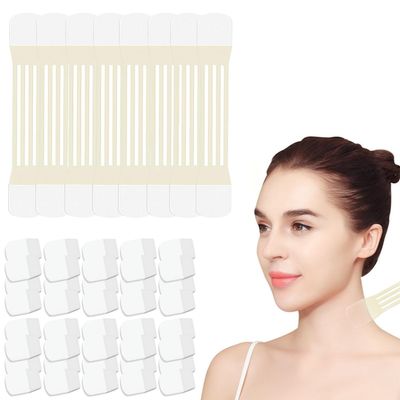 FHH Neck Tape Lifting Invisible, 40 PCS Neck Lift Tapes for Women, Suitable for Face and Jaw, Durable & Waterproof(8pcs Bands, 40pcs Patches)