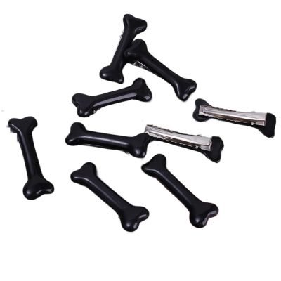 1-6pcs Black White Bone Hairpins Women Sweet Gril Y2K Lovely Headwear Barrettes Hair Band Funny Vivid Dog Bones Side Clip Pins(Black,4pcs)