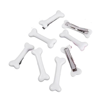 1-6pcs Black White Bone Hairpins Women Sweet Gril Y2K Lovely Headwear Barrettes Hair Band Funny Vivid Dog Bones Side Clip Pins(White,4pcs)