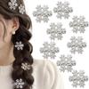 10Pcs Christmas Hair Clip White Snowflake Diamond Hair Accessories for Women Girls Xmas Bow Hair Clips Holiday Sparkling Diamond Hairpins Festive Hair Bow Hair Accessory for Wowen Holiday Party Gifts view 1