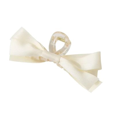 Bow Hair Claw Clips for Women Elegant Ponytail Braid Hair Clips Sweet Hairpins Shark Clip Girls Hair Accessories(White)