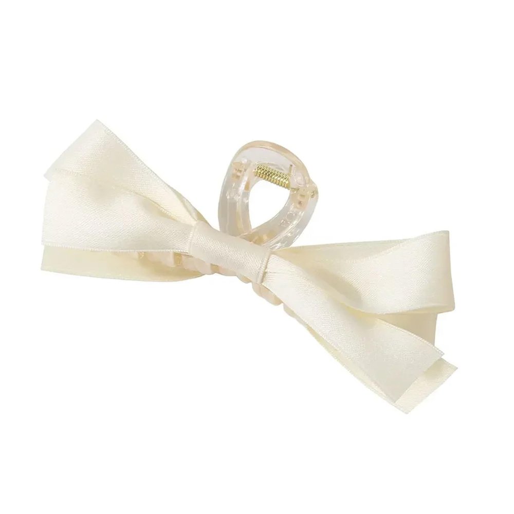 Bow Hair Claw Clips for Women Elegant Ponytail Braid Hair Clips Sweet Hairpins Shark Clip Girls Hair Accessories(White)