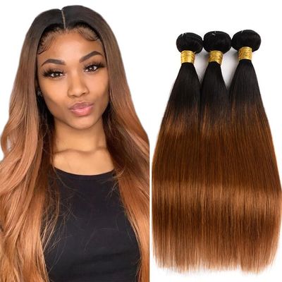 Ombre Bundles Human Hair 1B30 Straight Human Hair Double Weft Dark Brown Bundle 24 26 28 Inch Two Tone Black And Brown 3 Bundles Extension