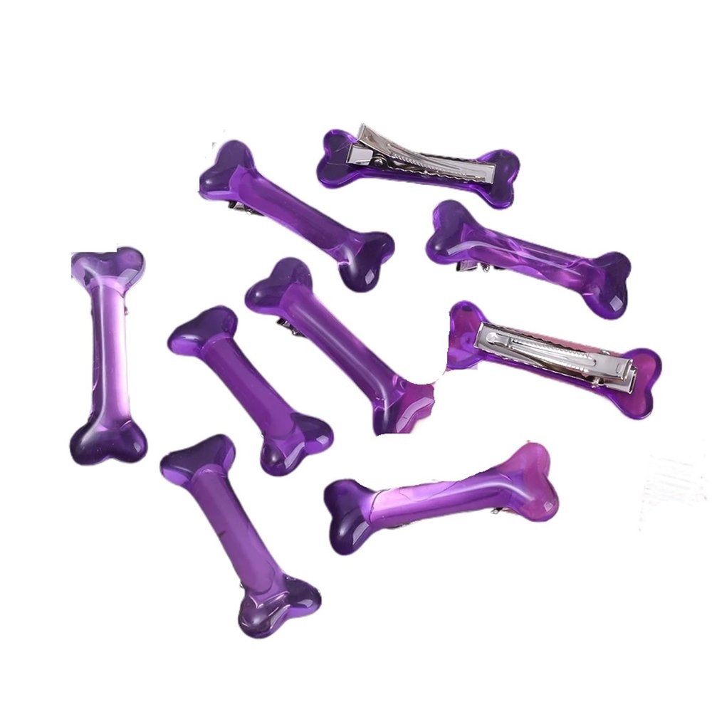 1-6pcs Black White Bone Hairpins Women Sweet Gril Y2K Lovely Headwear Barrettes Hair Band Funny Vivid Dog Bones Side Clip Pins(Purple,2pcs)