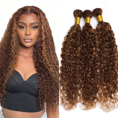 P430 Curly Hair Highlights Bundle Two Tone Chocolate And Brown Human Hair Brazilian Remy Hair 22 24 26 Inch Ombre Curly Human Hair Virgin Remy For Black Women 300g