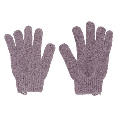 DECHOUS Exfoliating Bath Glove Five Fingers Stretchy Body Scrub Mitt for Men Women Dual-sided Use Easy Clean Purple