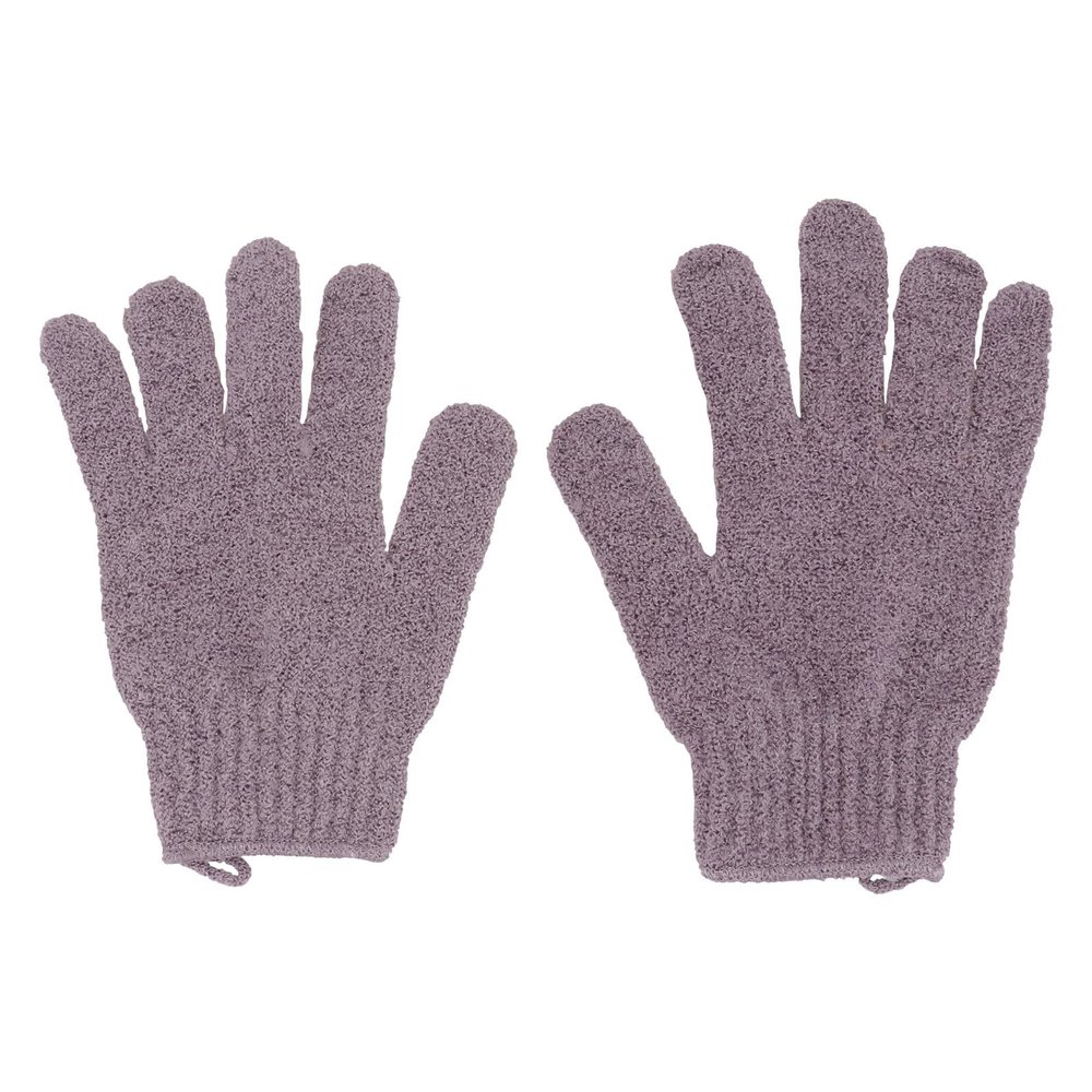 DECHOUS Exfoliating Bath Glove Five Fingers Stretchy Body Scrub Mitt for Men Women Dual-sided Use Easy Clean Purple