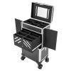 BGSHKAL Rolling Makeup Train Case, Professional Cosmetic Trolley Cosmetic Organizer Rolling Makeup Case Multiple Adjustable Compartments with Built-In Locking Mechanism and 34.25-In Retractable Handle view 1