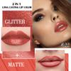 evpct Bronze Orange Metallic Glitter Lip Liner and Lipstick Combo Lip Gloss Stain Set Makeup for Women Long Lasting Waterproof 24, Non Stick Cup Metal Shine Shimmer Iridescent Glossy Liquid Lipstick view 2