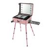 BGSHKAL Rolling Makeup Train Case, Professional Cosmetic Trolley Rolling Makeup Case Built-In Retractable Tripod 110.23 Lbs Capacity Makeup Brush Holder 8 Adjustable Brightness LED Lights view 1