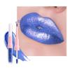 evpct Blue Metallic Glitter Lip Liner and Lipstick Combo Lip Gloss Stain Set Makeup for Women Long Lasting Waterproof 24, Non Stick Cup Metal Shine Shimmer Iridescent Liquid Lipstick 24 view 1