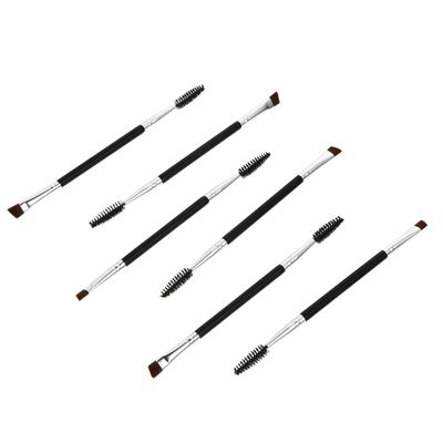 Unomor 6Pcs Dual-ended Eyebrow and Spoolie Brush Makeup Tools with Handles Portable Eye Hair Lash Curler Brushes for Precise Grooming and Blending