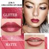 evpct Burgundy Plum Red Metallic Glitter Lip Liner and Lipstick Combo Lip Gloss Stain Set Makeup for Women Long Lasting Waterproof 24, Non Stick Cup Metal Shine Shimmer Iridescent Liquid Lipstick 23 view 2